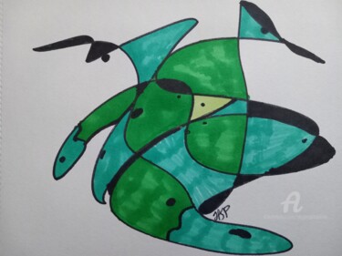 Digitale Kunst mit dem Titel "Kwakers" von Heather Prosser, Original-Kunstwerk, Marker