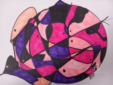 Цифровое искусство под названием "Pink Ball" - Heather Prosser, Подлинное произведение искусства, Маркер