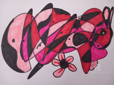 Digital Arts titled "Pink Bunny" by Heather Prosser, Original Artwork, Marker