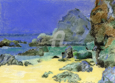 Pintura intitulada "La crique" por Skylart, Obras de arte originais, Pastel