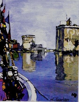 Pintura intitulada "Port de la Rochelle" por Skylart, Obras de arte originais, Acrílico