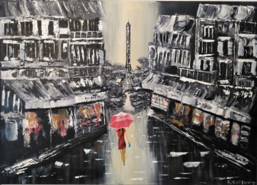 Peinture intitulée "Une rue de paris" par Skylinepainting, Œuvre d'art originale, Acrylique