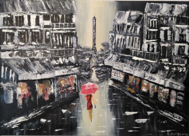 Картина под названием "Une rue de paris" - Skylinepainting, Подлинное произведение искусства, Акрил