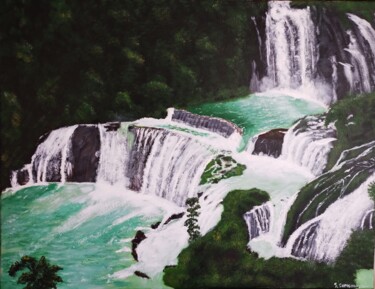 Painting titled "Cascades" by Skylinepainting, Original Artwork, Acrylic