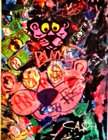 Malerei mit dem Titel "PINK HAPPY" von Skylor Timeless, Original-Kunstwerk, Acryl