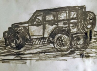 Drawing titled "SUV" by Skylor Timeless, Original Artwork, Charcoal