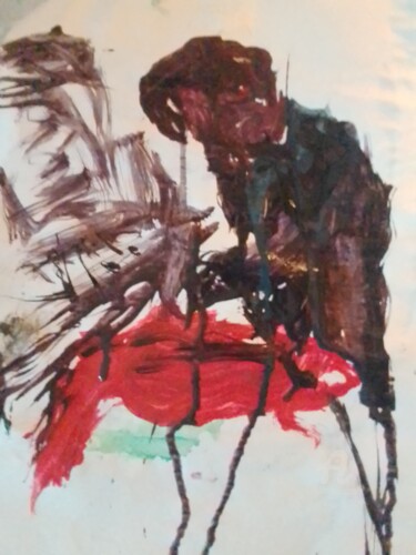 Schilderij getiteld "Mann am Klavier in…" door Skylor Timeless, Origineel Kunstwerk, Acryl