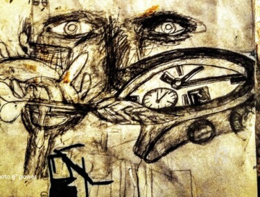 Schilderij getiteld "Watch at a glance" door Skylor Timeless, Origineel Kunstwerk, Houtskool