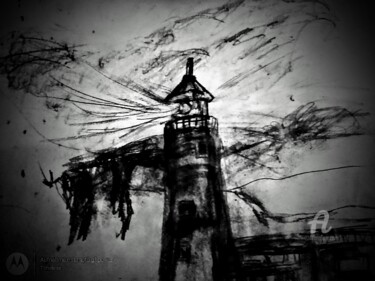 Картина под названием "Untited (SFS)" - Skylor Timeless, Подлинное произведение искусства, Древесный уголь