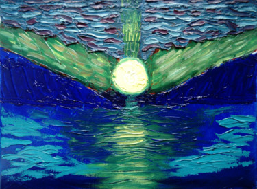 Painting titled "Fly me to the moon" by Anton White, Original Artwork, Oil