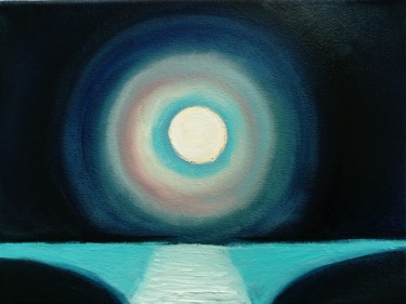 Painting titled "Moon halo" by Anton White, Original Artwork, Oil