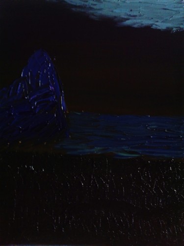 Painting titled "night mountain" by Anton White, Original Artwork, Oil