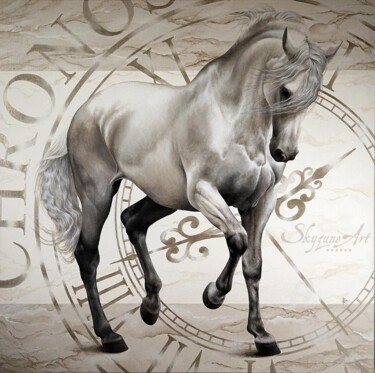 Pittura intitolato "CHRONOS - horse pai…" da Skyzune Art, Opera d'arte originale, Acrilico