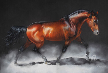 Dibujo titulada "MAGNIFICENT - Horse…" por Skyzune Art, Obra de arte original, Pastel