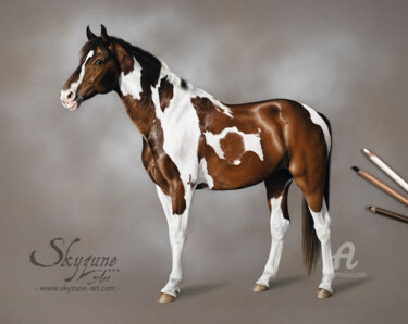 Rysunek zatytułowany „SANTINO - horse por…” autorstwa Skyzune Art, Oryginalna praca, Pastel