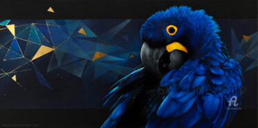 Painting titled "REPRO : OKEANOS blu…" by Skyzune Art, Original Artwork, Oil Mounted on Wood Stretcher frame