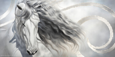 Pintura intitulada "REPRO : EOWYN horse…" por Skyzune Art, Obras de arte originais, Óleo Montado em Armação em madeira