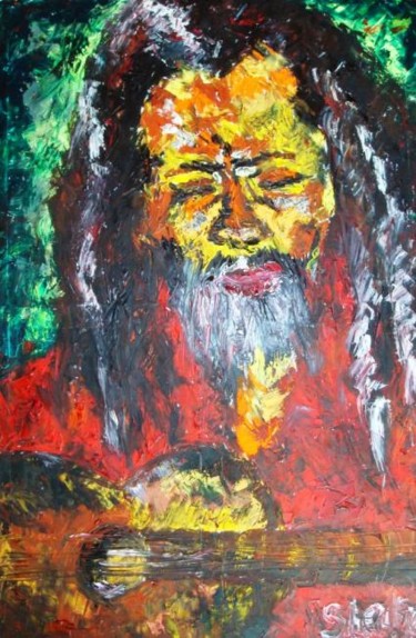 Peinture intitulée "Rasta Man" par Sladja, Œuvre d'art originale, Huile