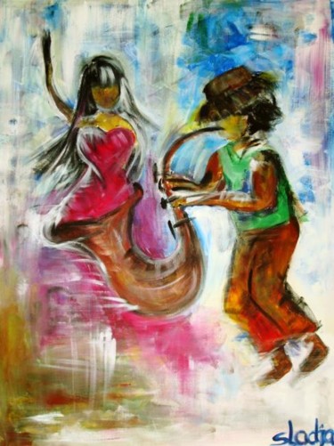 Painting titled "When music comes to…" by Sladja, Original Artwork