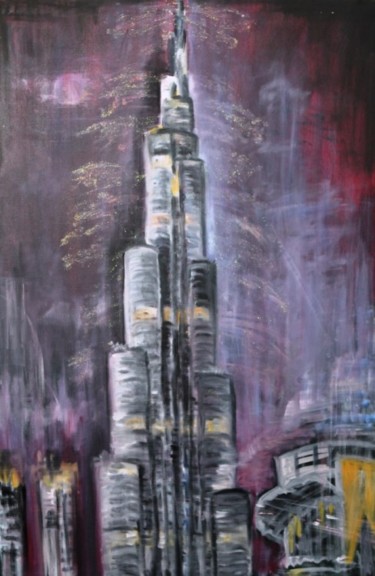 「Burj Khalifa」というタイトルの絵画 Sladjaによって, オリジナルのアートワーク, オイル