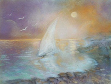 Pittura intitolato "Vela sul mare" da Liana Barbato, Opera d'arte originale