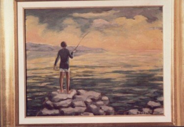 Pittura intitolato "Piccolo pescatore" da Liana Barbato, Opera d'arte originale