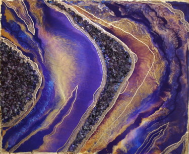 Картина под названием "Фиолетовое пламя" - Brilliance-Art, Подлинное произведение искусства, Другой