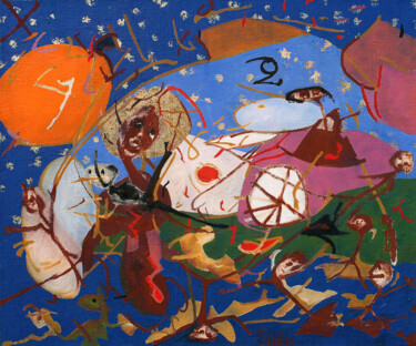 Malerei mit dem Titel "Under Starry Skies" von Slav Nedev, Original-Kunstwerk, Öl