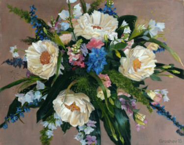 Painting titled "Bouquet 2" by Slava Groshev, Original Artwork, Oil