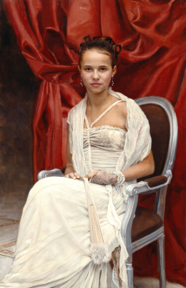 Pintura intitulada "Portrait. Young lad…" por Slava Groshev, Obras de arte originais, Óleo