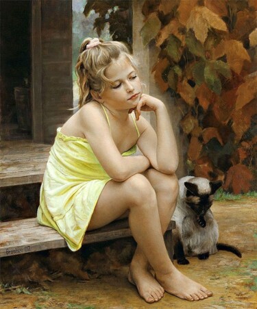 Картина под названием "Pensive mood" - Слава Грошев, Подлинное произведение искусства, Масло