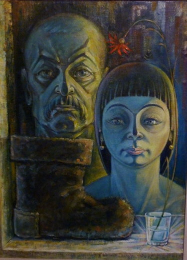 Pittura intitolato "сибирский валенок и…" da Vyacheslav Milov, Opera d'arte originale, Olio