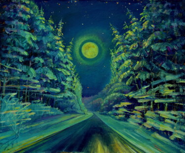 Картина под названием "дорога домой" - Вячеслав Милов, Подлинное произведение искусства, Масло