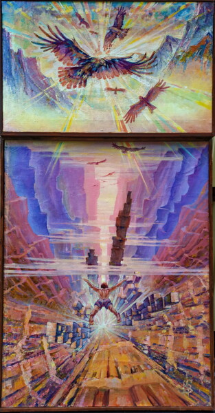 Картина под названием "здесь я учился лета…" - Вячеслав Милов, Подлинное произведение искусства, Масло