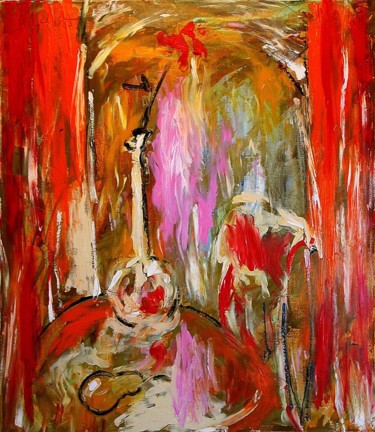 Картина под названием "Red Still Life" - Vyacheslav Kostyuchenko, Подлинное произведение искусства, Масло