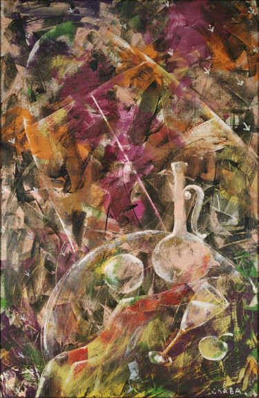 Pintura intitulada "Pink still life Pai…" por Vyacheslav Kostyuchenko, Obras de arte originais, Óleo