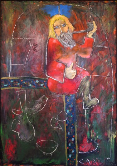 Malerei mit dem Titel "Wayfarer at Rest" von Vyacheslav Kostyuchenko, Original-Kunstwerk, Öl