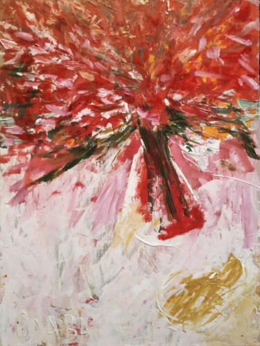 Painting titled "Red flowers" by Vyacheslav Kostyuchenko, Original Artwork, Tempera