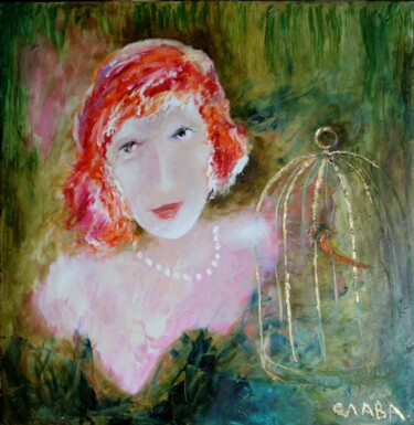 Painting titled ""Portrait d'une jeu…" by Vyacheslav Kostyuchenko, Original Artwork, Oil