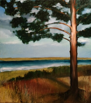 Peinture intitulée "Golden Pine" par Vyacheslav Kostyuchenko, Œuvre d'art originale, Huile