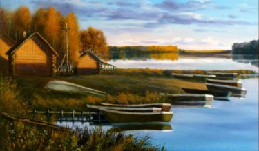 Painting titled "Вечер на озере" by Slavak, Original Artwork