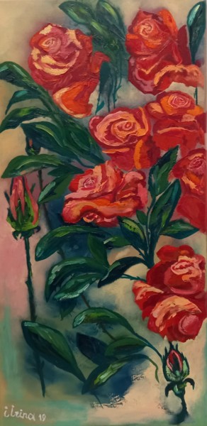 Pittura intitolato "Red Roses" da Irina Ibragimova, Opera d'arte originale, Olio