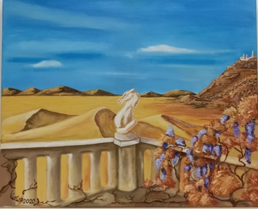 Painting titled "Desert" by Irina Ibragimova, Original Artwork, Oil Mounted on Wood Stretcher frame