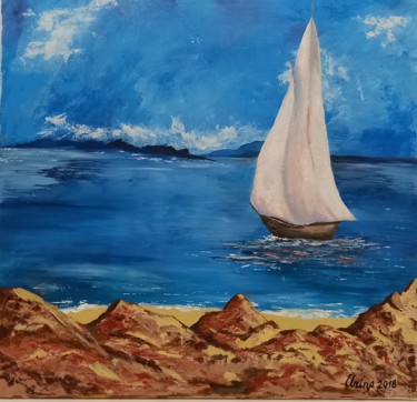 Pittura intitolato "El Barco" da Irina Ibragimova, Opera d'arte originale, Olio Montato su Telaio per barella in legno