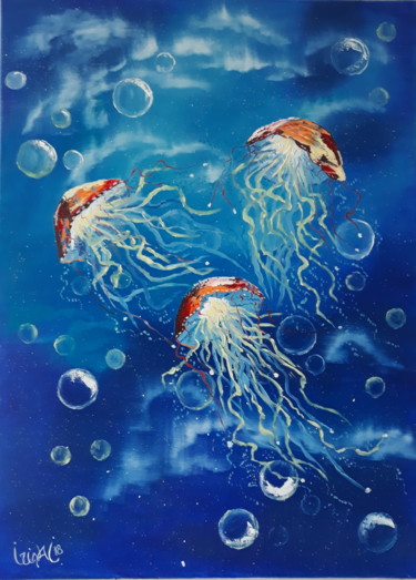 Pintura titulada "La medusa que me qu…" por Irina Ibragimova, Obra de arte original, Oleo