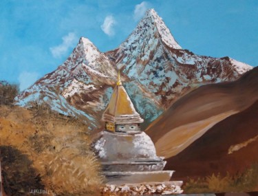 Painting titled "Mount Everest" by Irina Ibragimova, Original Artwork, Oil