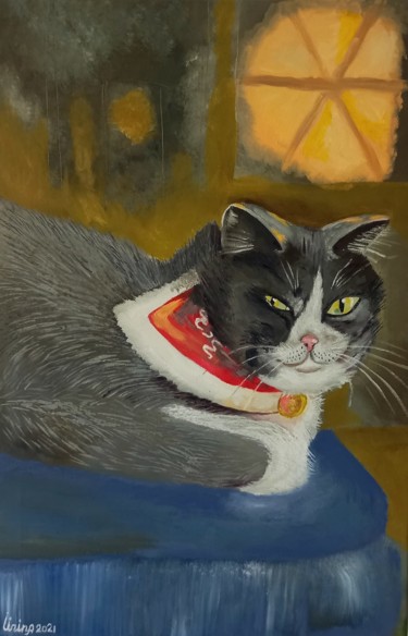 Peinture intitulée "Cat" par Irina Ibragimova, Œuvre d'art originale, Huile Monté sur Châssis en bois