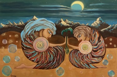 Pintura titulada "Soul of mother and…" por Irina Ibragimova, Obra de arte original, Oleo Montado en Bastidor de camilla de m…
