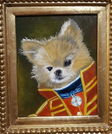 Pittura intitolato "Alfonso, el perro d…" da Irina Ibragimova, Opera d'arte originale, Olio Montato su Cartone