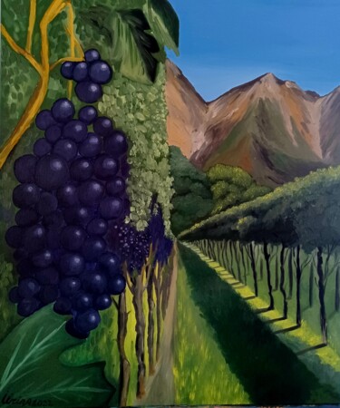 Painting titled "New grape harvest,…" by Irina Ibragimova, Original Artwork, Oil Mounted on Wood Stretcher frame